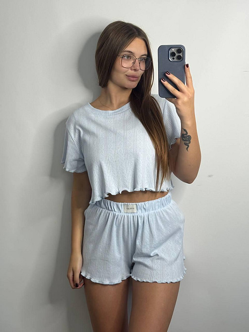 Женский трикотажный комплект для дома Голубой XL-2XL Харьков - изображение 1