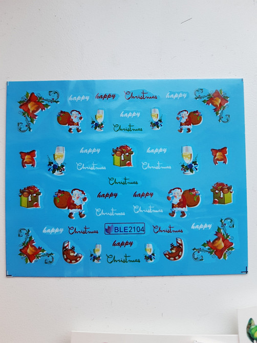 Наклейки новогодние на ногти разноцветные - размер наклейки 5*6см, инструкция есть в описании товара Киев - изображение 1