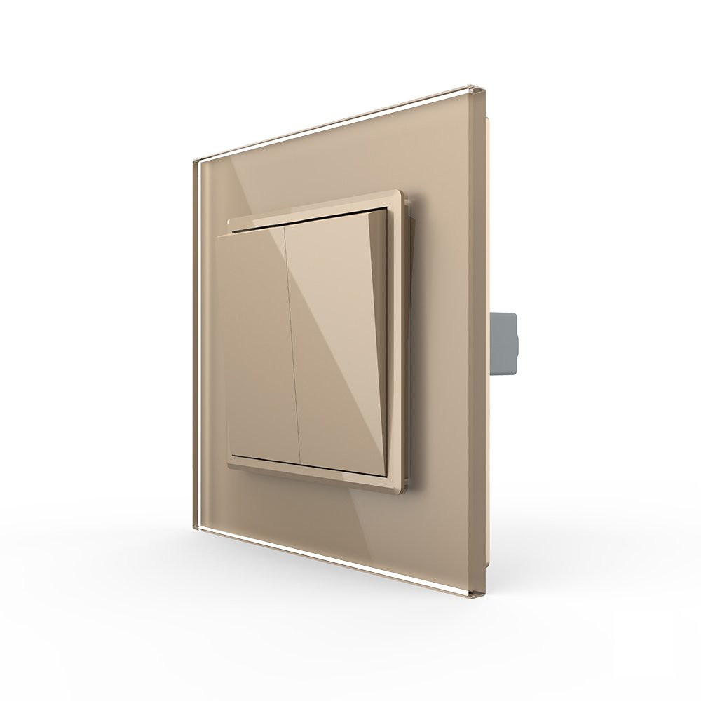 LIVOLO Двоклавішний прохідний вимикач Livolo золото скло (VL-C7FCMKS-1AP) Коломия - фото 3