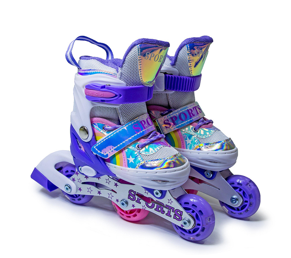 Детские раздвижные ролики Rainbow Scale Sports фиолетовые, размер 26-29. Все колеса светятся Одесса - изображение 4