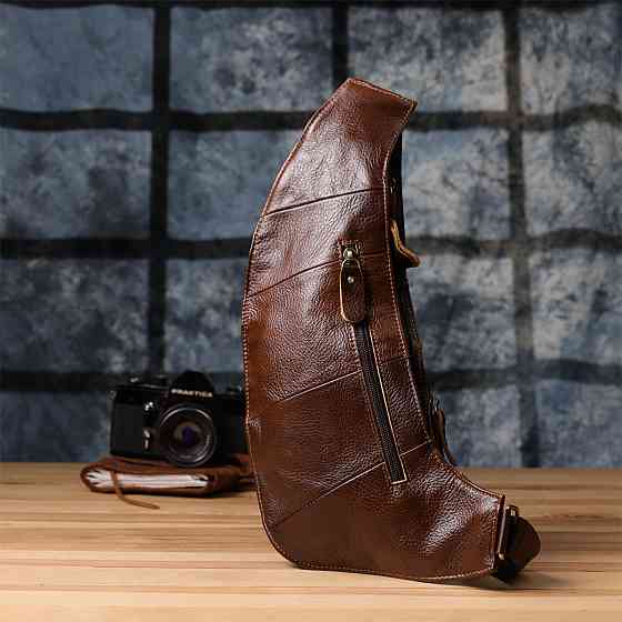 Мужская сумка через плечо из гладкой натуральной кожи Vintage 22965 Коричневый Киев