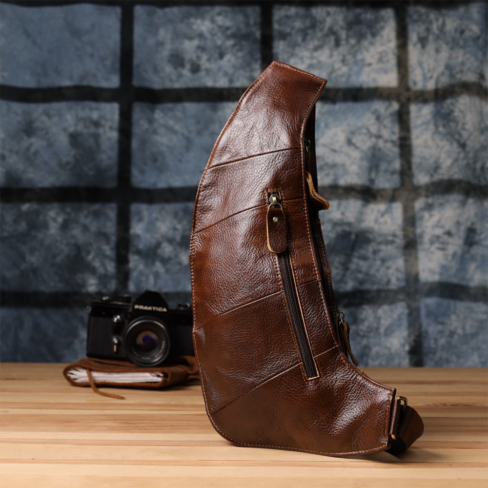 Чоловіча сумка через плече з гладкої натуральної шкіри Vintage 22965 Коричневий Київ - фото 2