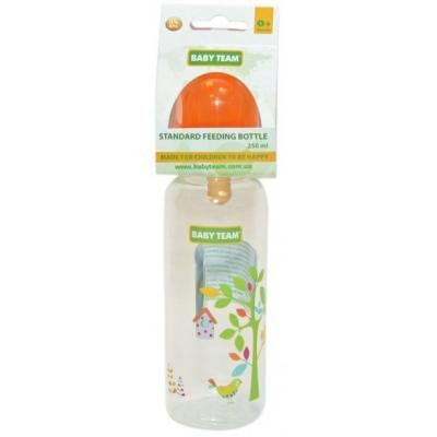 Бутылочка для кормления Baby Team с латексной соской, 250 мл 0+ оранж (1310_оранжевый) Винница - изображение 1