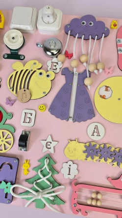 Бизиборд для дітей 50х60 Розвивальна дошка Бізіборд Методика Монтессорі для розвитку дрібної моторики Тернопіль