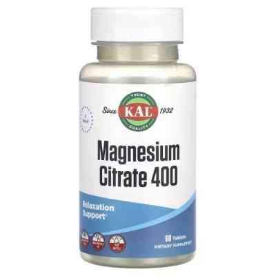 Мінерали KAL Магній Цитрат, 400 мг, Magnesium citrate, 60 таблеток (CAL-13455) Вінниця