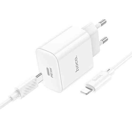 Сетевое зарядное устройство с кабелем HOCO C76A Pro Majestic single port PD30W charger set (C to iP)(EU) White Одесса