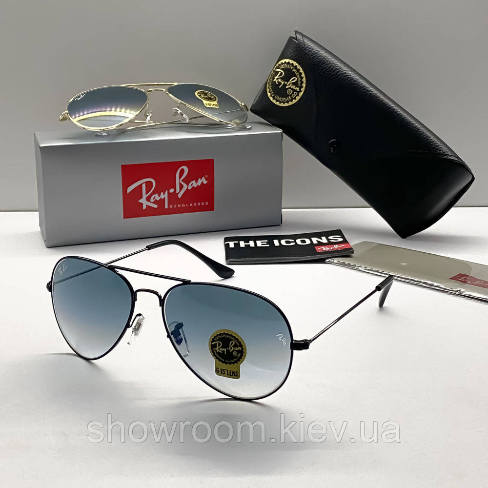 Жіночі сонцезахисні окуляри RAY BAN aviator black (2902) Київ - фото 1