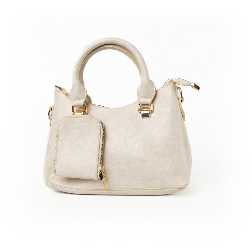 Сумка женская стильная вместительная на молнии из качественной экокожи с ручкой и плечевым ремешком, Молочная Каменец-Подольский - изображение 1