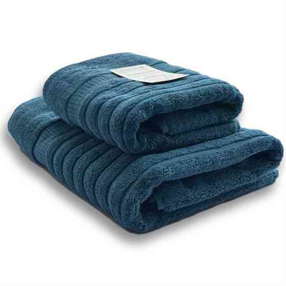 Набор 2 жаккардовых полотенца Lovely Svi для ванной, в подарок, 70х140 см 50×90 cм Oxford Stripe синий Киев