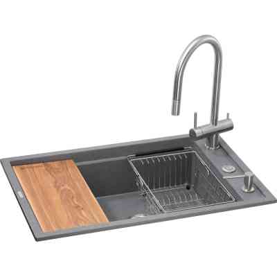 Мийка кухонна GRANADO Royal Estella grafito (+ подрібнювач Algar 1000 + змішувач Ferrol inox + дозатор Redondo inox + (ksg0309) Вінниця