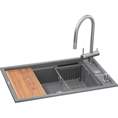 Мийка кухонна GRANADO Royal Estella grafito (+ подрібнювач Algar 1000 + змішувач Ferrol inox + дозатор Redondo inox + (ksg0309) Вінниця - фото 1