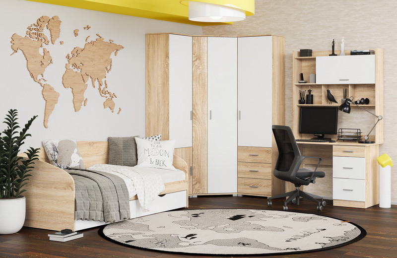 Ліжко односпальне Еверест Комфорт 80х190 см Дуб сонома/Білий (DTM-073879) Львів - фото 8