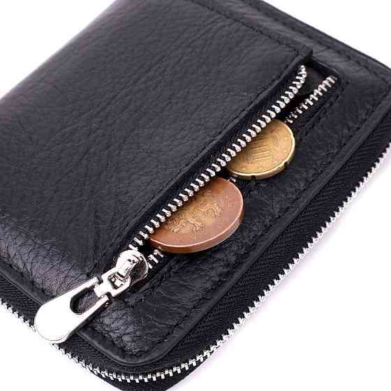 Жіночий шкіряний гаманець на блискавці з металевим логотипом виробника ST Leather 19483 Чорний Київ