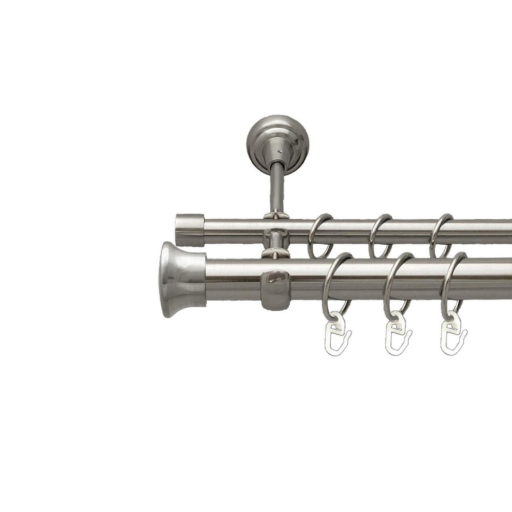 Карниз Orvit Дуо металевий дворядний відкритий гладка труба кільце металеве Нержавіюча Сталь 25\16 мм 200 см (00-00026606) Львів - фото 1