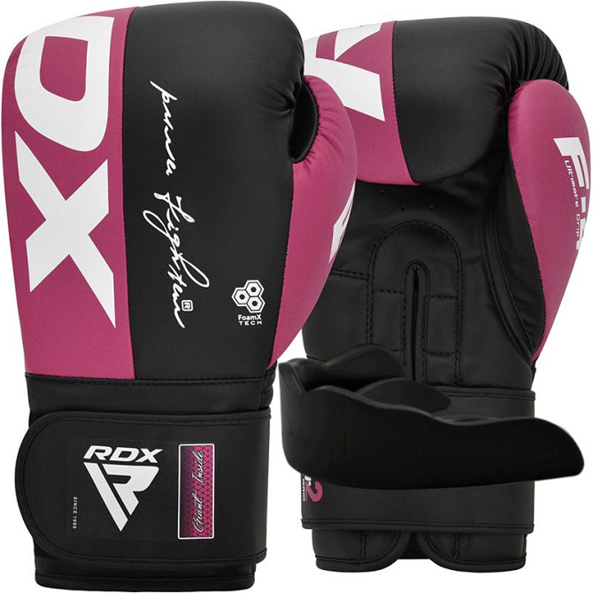 Боксерські рукавиці RDX REX F4 PINK/BLACK-10 унцій (капа в комплекті) Каменское - изображение 1