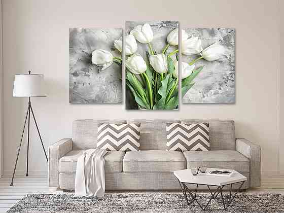 Модульная картина в гостиную / спальню Білі Тюльпани Art-605_3 Киев