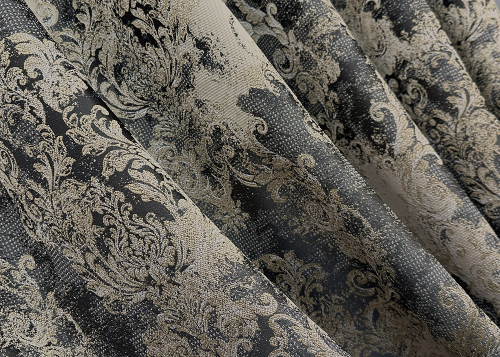 Комплект штор на люверсах VR-Textil Льон Преміум № 1694ш Чорний з бежевим 150х280 см 2 шт (37-0246) Київ - фото 7