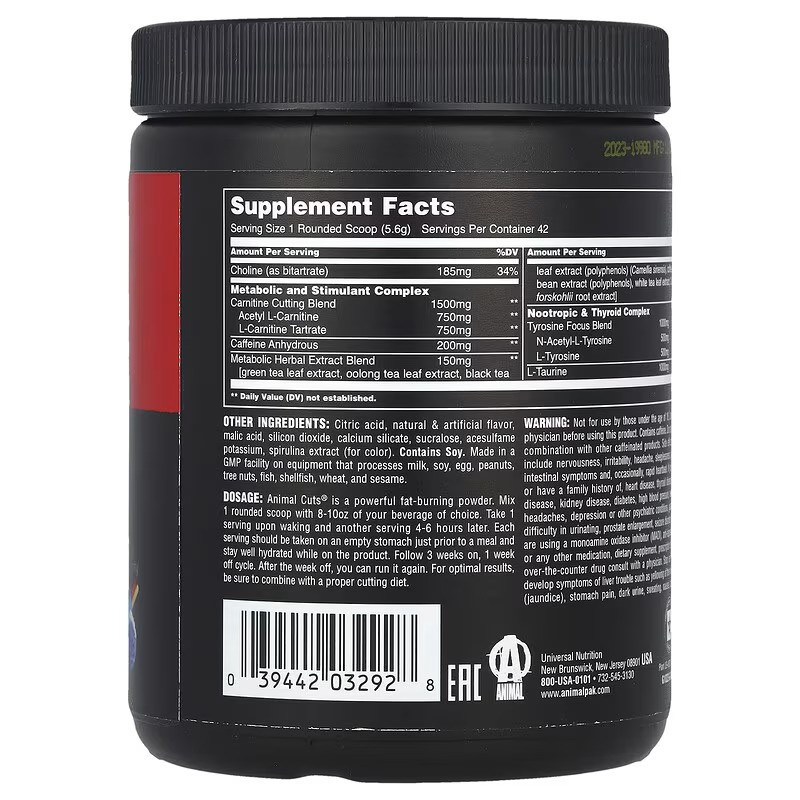 Жироспалювач Universal Nutrition Animal, Advanced Cuts® Powder, Blue Ice Pop 235.2 g Луцьк - фото 2