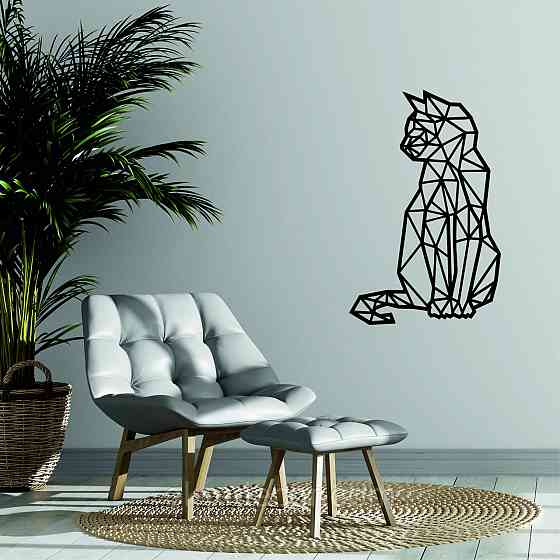 Декоративное настенное Панно «Кот» Декор на стену 110*70 см, Черный Киев