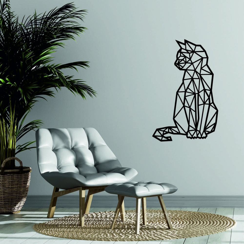 Декоративне настінне Панно «Кіт» Декор на стіну 110*70 см, Чорний Київ - фото 5