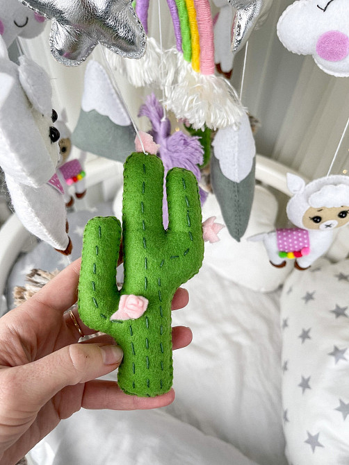 Дитячий мобіль на ліжечко для немовлят WooolyWool «Лама-бохо» Київ - фото 6