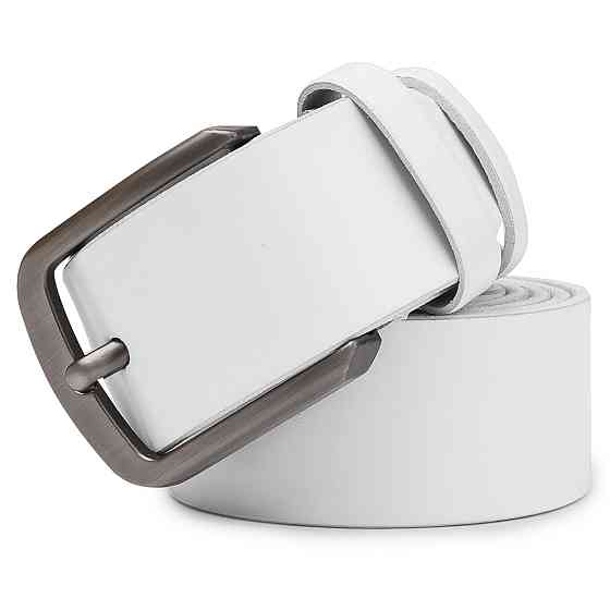 Ремень кожаный унисекс Vintage 20729 Белый Киев