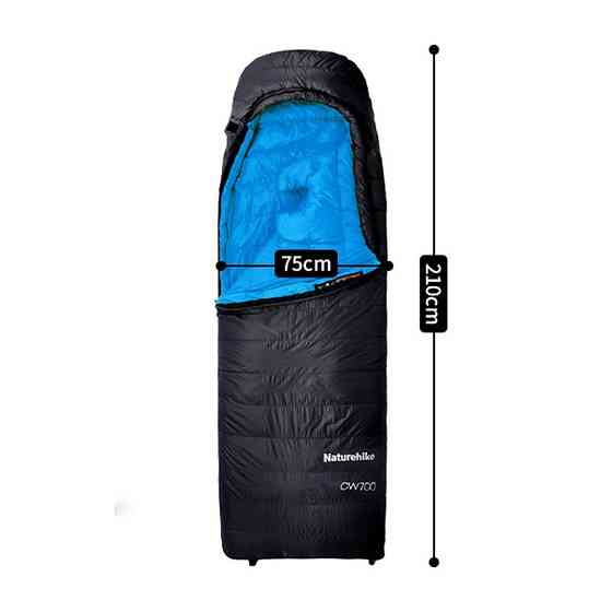 Спальний мішок із натуральним пухом Naturehike CW700 CNK2450WS048 Чорно-блакитний М Київ