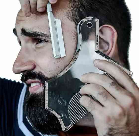 Шаблон для бороды с расческой трафарет для бороды и усов стайлер триммер для бороды прозрачный Киев