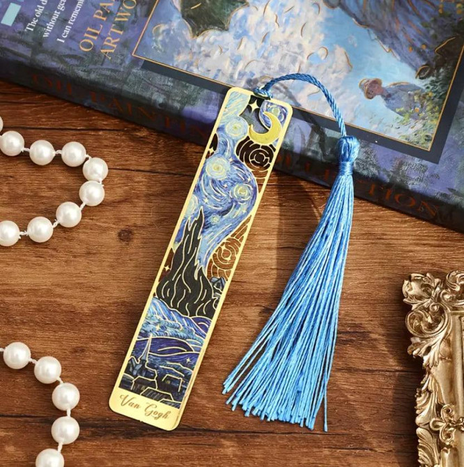 Винтажная закладка из металла с рисунком звездной нГлаза и месяца с бахромой Оригинальная закладка д Киев - изображение 3