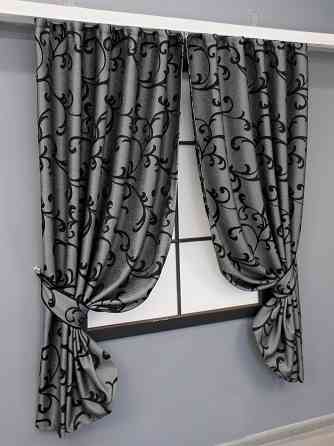 Комплект готовых штор VR-Textil Жаккард Allure № 1619ш Серый с черным 130х170 см 2 шт (35-0269) Киев