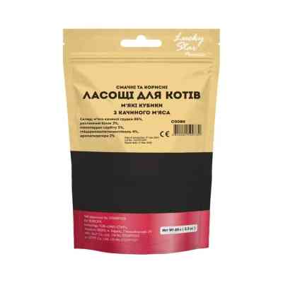 Лакомство для котов Lucky Star Мягкие кубики из утиного мяса 65 г (4820281500732) Винница