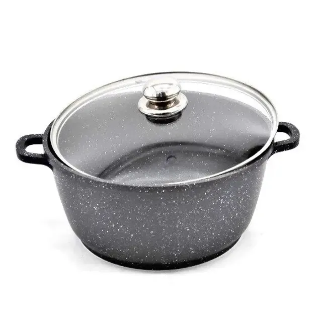 Кастрюля казан с крышкой Benson BN-297 из литого алюминия и мраморным антипригарным покрытием объемом 1.5 л. Коломия - фото 2