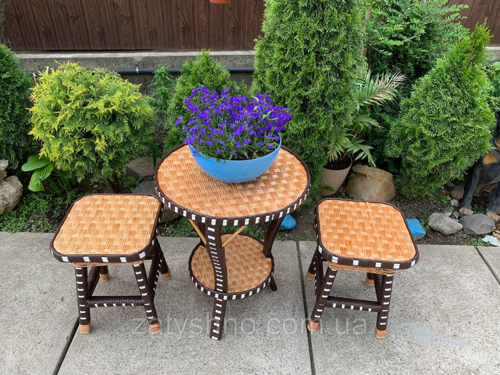 Садові плетені меблі з лози з табуретками Київ - фото 2