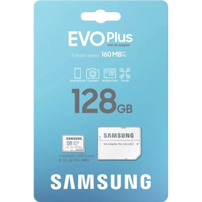 Карта пам'яті Samsung 128 GB microSDXC Class 10 UHS-I U3 V30 A2 EVO Plus+SD Adapte (MC128SA/EU) Вінниця - фото 8