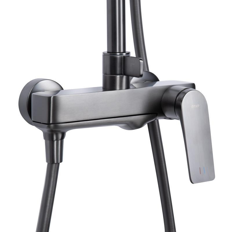 Душевая система с изливом Qtap Vlasta New на три потребителя QTVLA111GMB45651 Gunmetal Black графит Киев - изображение 4