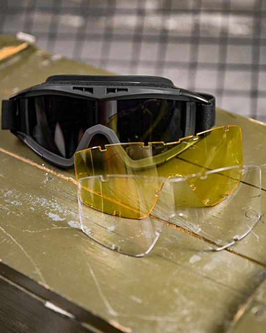 Защитные тактические очки-маска с сменными линзами   black   ПП7845 Одесса - изображение 6