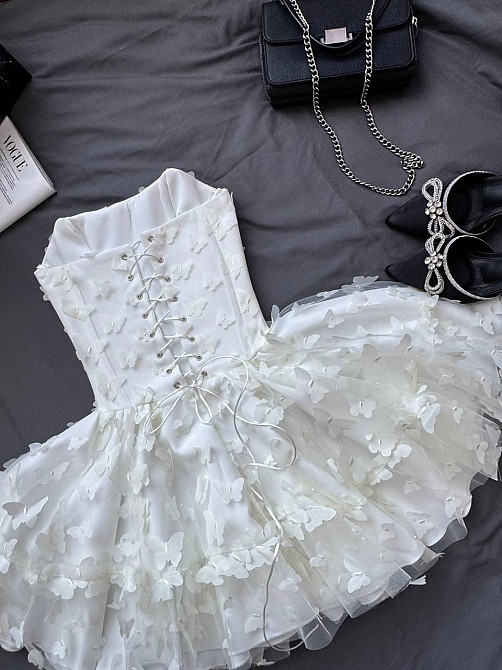 Жіноча романтична приваблива мініплаття костюмна + фатин метелика (на підкладці) Білий, 44/46 Одеса - фото 7