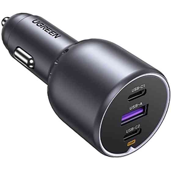 Автозарядка 3xUSB 130W (2xUSB-C+USB-A) QC 3.0 Чорна (EC705) UGREEN Винница