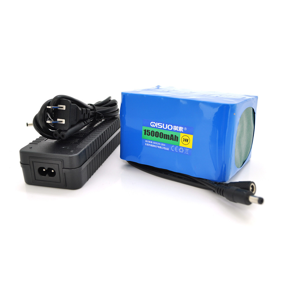 Аккумуляторная батарея литиевая QiSuo 24V 15A с элементами Li-ion 18650 + зарядное устройство 25.2V3A, DC5.5x2.1, (110x94x67mm) Киев - изображение 1