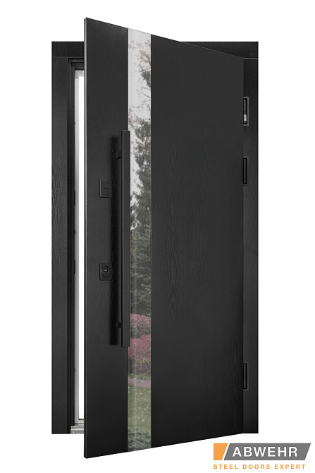 Двері вуличні, модель 536 CARAT ТЕРМОРОЗРИВ 3 контури ущільнення, чорне дерево/білий Київ - фото 2