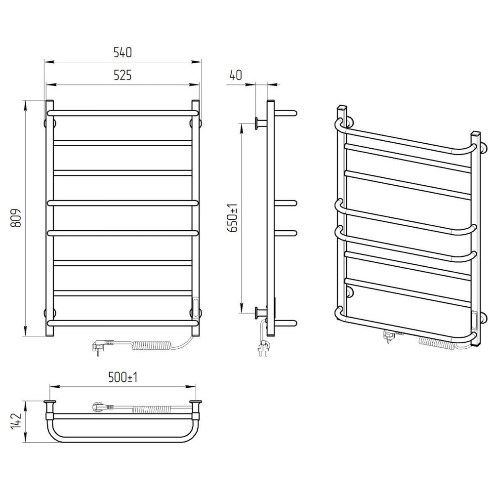Електрична рушникосушка Laris Зебра Комфорт ЧК8 500Х800 Е чорна Київ - фото 5