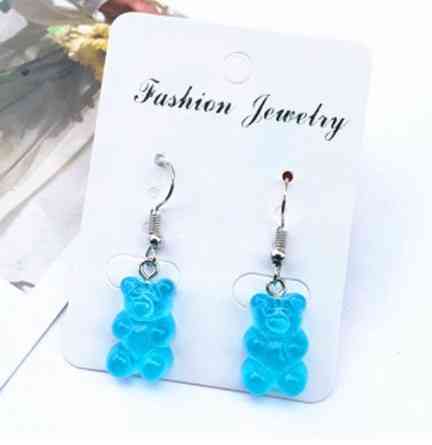 Серьги желейные мишки, голубые светлее чем на фото, размер 1,6*1см, смола Киев