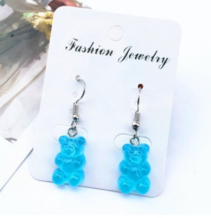 Серьги желейные мишки, голубые светлее чем на фото, размер 1,6*1см, смола Киев - изображение 1