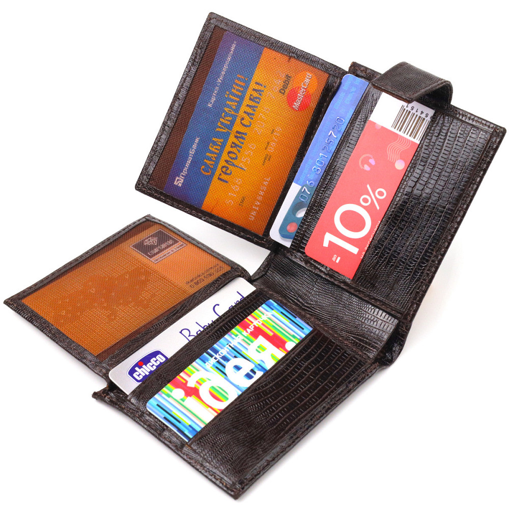 Небольшой мужской кошелек из натуральной фактурной кожи CANPELLINI 21507 Коричневый Киев - изображение 7