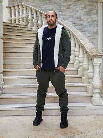 Чоловічий теплий костюм-двійка тринитка на флісі з хутром овчини Хакі, 50 Одеса