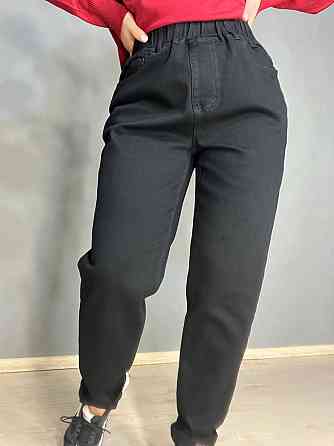 Джинсы женские Vanver 81888 mom jeans relax comfort талия на резинке большие размеры черные, черный, Одесса