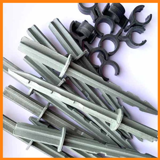 Комплект (кілочки 20 + кліпси 20) для парника-теплиці Дніпро