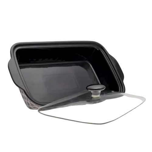 Марміт прямокутний 3л 41см кераміка скляна кришка + метал.підставка чорний 6422 KAMILLE Житомир - фото 6