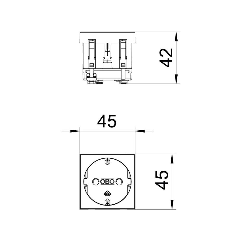 Розетка OBO Bettermann modul 45 із заземленням і шторками 250 В 16 A червона Київ - фото 3