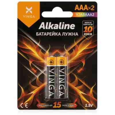 Батарейка AAA LR03 Alkaline 2pcs Blister Vinga (VJABAAA2) Винница